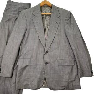 Vintage Hickey Freeman Boardroom Mens 42R Wool Suit Pants 35x28 Gray 2-Button